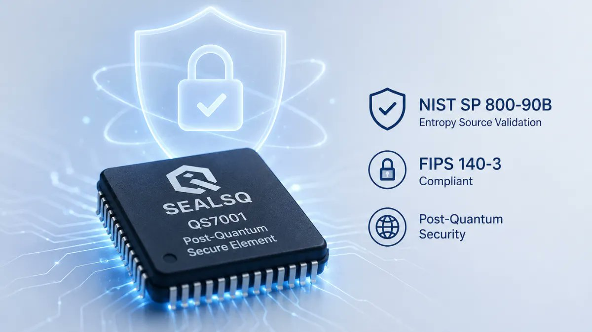 SEALSQ QS7001 Post-Quantum Secure Element Obtains NIST SP 800-90B Entropy Source Validation